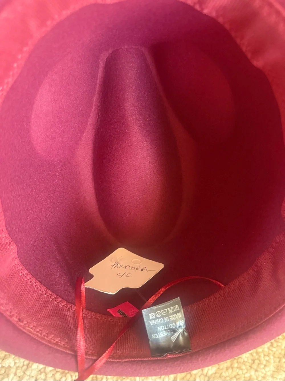 Pandora Burgundy Feather Trim Fedora Hat